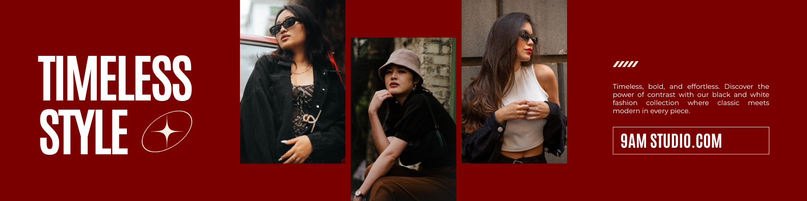 Black and White Retro Timeless Fashion Style LinkedIn Banner